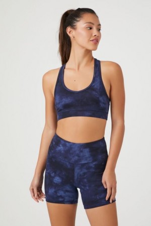 Short Forever 21 Active Tie Dye Biker Mujer Azul Marino Negras | 5FIAnYnrRrd