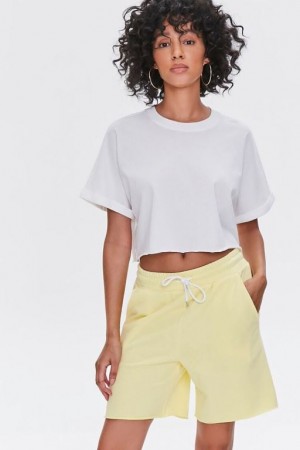 Short Forever 21 Basic French Terry Sweatshorts Mujer Amarillo | UPsTrms3Biz