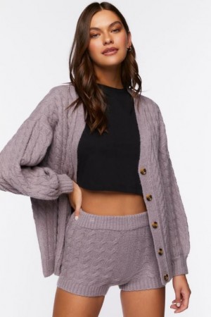 Short Forever 21 Cable Knit High Rise Mujer Gris | YyeejJdaTZC