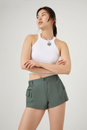 Short Forever 21 Cargo Pocket Pull On Mujer Gris Verde | IYASb4lz1W5