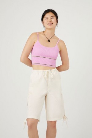 Short Forever 21 Drawstring Bermuda Mujer Blancas | RjrmuKcfL8I