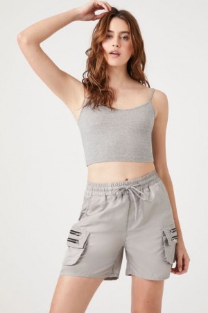 Short Forever 21 Drawstring Cargo Mujer Plateadas | kvpxs06LYPF