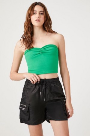 Short Forever 21 Drawstring Cargo Mujer Negras | fdALxS0DiSl