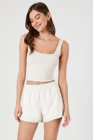 Short Forever 21 Faux Cuero Mid Rise Mujer Blancas | sKIGsEeddDh