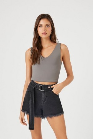 Short Forever 21 Frayed High Rise Denim Mujer Negras | zLg8GxFccyV