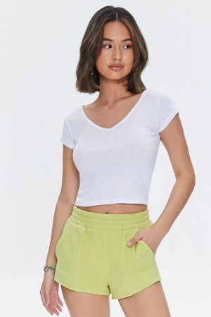 Short Forever 21 French Terry High Rise Mujer Verde | LCfJOTiEZIs