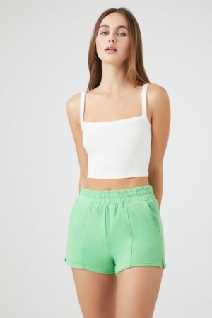 Short Forever 21 French Terry Mid Rise Mujer Verde | FWUUD97yuPL