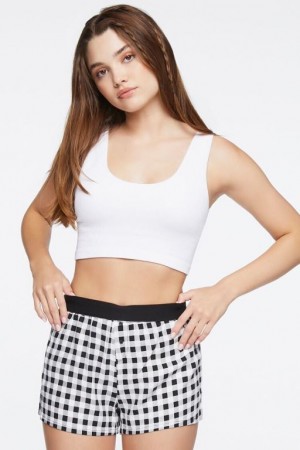 Short Forever 21 Gingham High Rise Pajama Mujer Negras Blancas | BArihC7qtsP