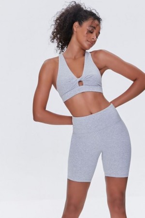 Short Forever 21 Heathered Biker Mujer Gris | qw8llli0yNO