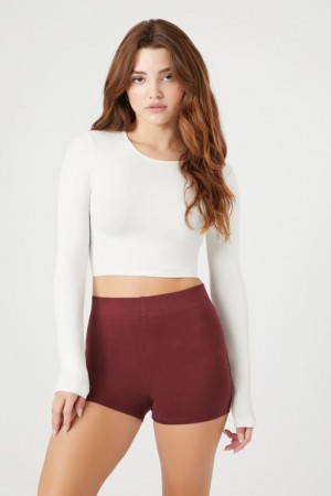 Short Forever 21 High Rise Biker Mujer Burdeos | eTxm279HIy8