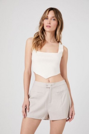 Short Forever 21 High Rise Pull On Mujer Beige | 7pSUQ360Gd9