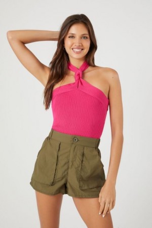 Short Forever 21 High Rise Pull On Mujer Verde Oliva | slaZWjYPpAV