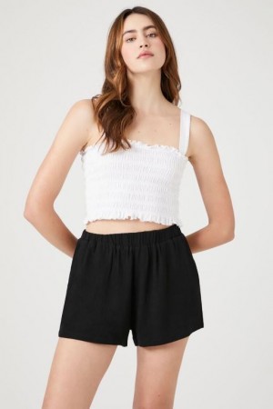 Short Forever 21 Linen Blend Pull On Mujer Negras | L8UySzyyk9c