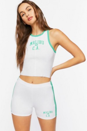 Short Forever 21 Malibu Estampadas Mujer Verde Blancas | Ja8fUiHqaky