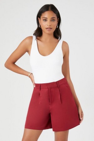 Short Forever 21 Mid Rise Trouser Mujer Burdeos | mD3TW0tx1me