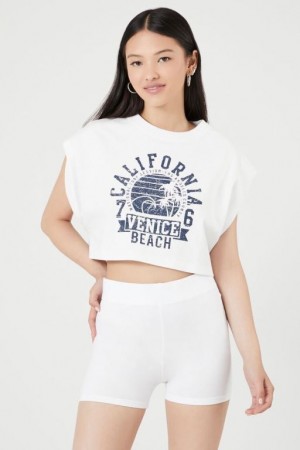 Short Forever 21 Organically Grown Cotton Hot Mujer Blancas | NBXCnX9AMPV