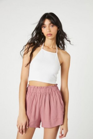 Short Forever 21 Paperbag High Rise Mujer Rosas | JmOxRquqcNd