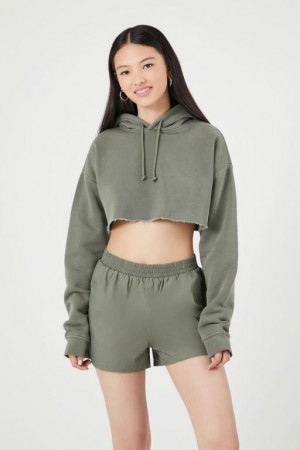 Short Forever 21 Poplin Pull On Mujer Verde Oliva Oscuro | J2UhPffKCtY