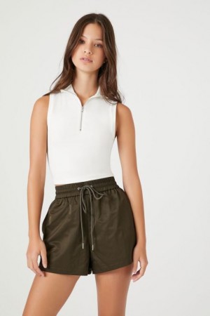 Short Forever 21 Pull On Drawstring Mujer Verde Oliva Oscuro | krmfCFcIaow