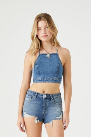 Short Forever 21 Recycled Cotton Denim Mujer Azules Claro | 1JV6I7snqfW