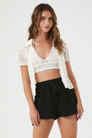 Short Forever 21 Ruched Pull On Mujer Negras | XlLe8ipjZws