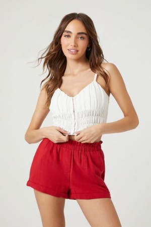 Short Forever 21 Ruffle Cuffed Hem Mujer Rojas | PchYqxwofkE