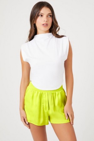 Short Forever 21 Satin Mid Rise Mujer Verde | tFTUvBAnI5W