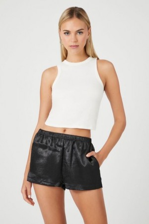 Short Forever 21 Satin Pull On Mujer Negras | uHaHIlXb6aH