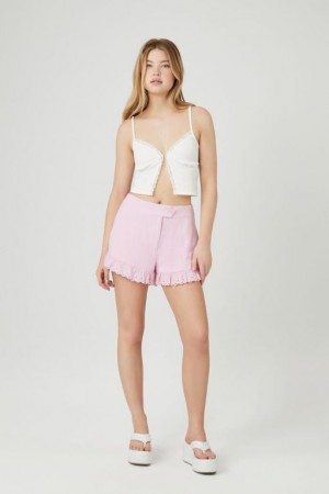 Short Forever 21 Scalloped Trim Eyelet Pull On Mujer Rosas Claro | BYvXDt5A7wZ