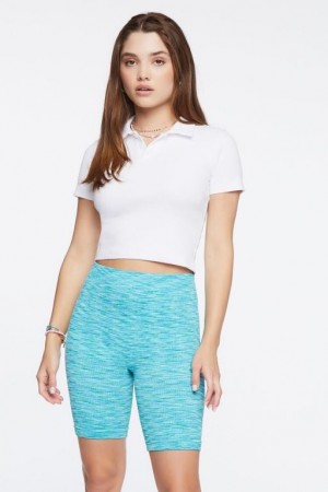 Short Forever 21 Seamless Heathered Biker Mujer Turquesa Multicolor | 2neL7Endhek