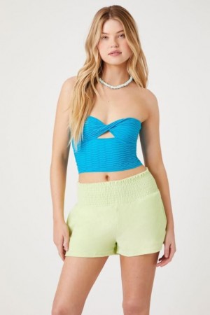 Short Forever 21 Smocked Pull On Mujer Verde | CNzS1qDEhLo