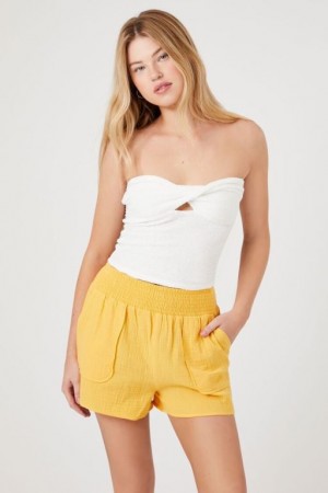 Short Forever 21 Textured Pull On Mujer Creme | 2fksqF952ua