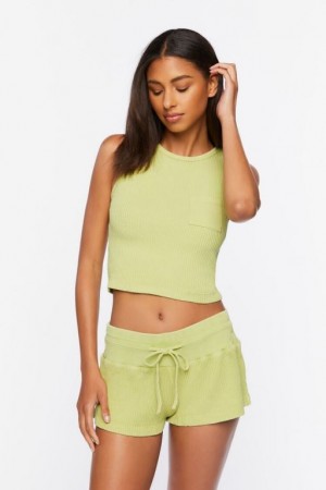 Short Forever 21 Thermal Lounge Mujer Verde | vhhoHEKLOa1