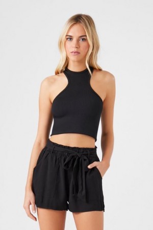 Short Forever 21 Tie Waist Paperbag Mujer Negras | 8nd8psu9kN8