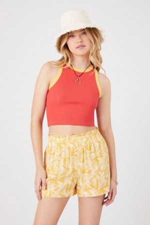 Short Forever 21 Tropical Leaf Pull On Mujer Amarillo Multicolor | Mn8ovbx8afK