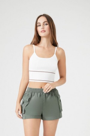 Short Forever 21 Twill High Rise Cargo Mujer Gris Verde | Okl5vjpolih