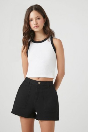 Short Forever 21 Twill High Rise Mujer Negras | 6G9syNrLeb2