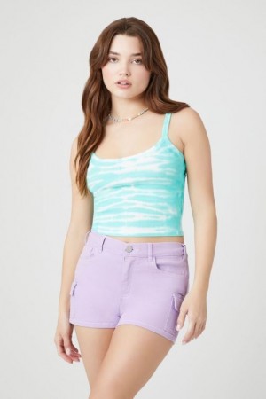 Short Forever 21 Twill Mid Rise Cargo Mujer Lavanda | ewRXSRuSKQM