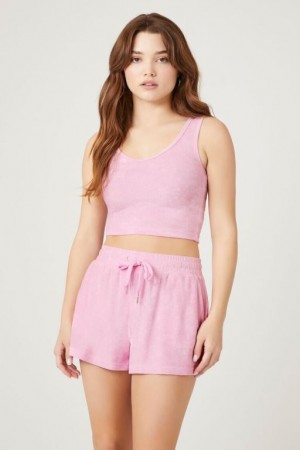 Short Forever 21 Velour Pull On Mujer Rosas | VZlN46zqknb