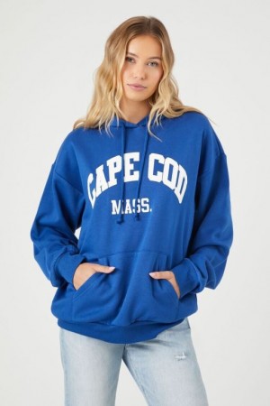 Sudadera con Capucha Forever 21 Cape Cod Estampadas Fleece Mujer Azules Multicolor | Cm0XlFF4dKY