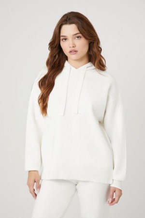 Sudadera con Capucha Forever 21 Drawstring Knit Mujer Creme | zrEVR4DHmgC