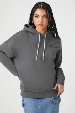 Sudadera con Capucha Forever 21 Fleece Rhinestone Scorpio Estampadas Mujer Gris Oscuro Multicolor | h3FGsSy4HgX