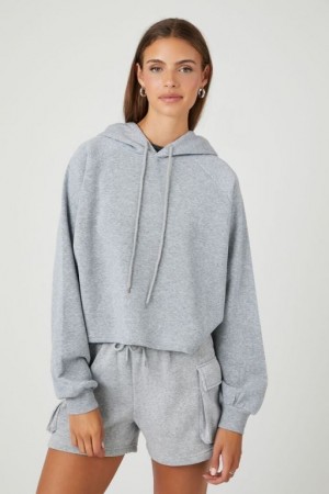 Sudadera con Capucha Forever 21 Fleece Raglan Sleeve Mujer Gris | DaPorQ1AmEd