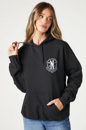 Sudadera con Capucha Forever 21 Nevermore Estampadas Fleece Mujer Negras Multicolor | 6ETBOgCiFwN