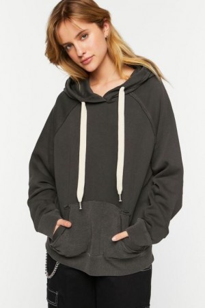 Sudadera con Capucha Forever 21 Reverse Fleece Mujer Negras | fANmr2rEPUF