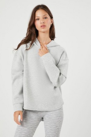 Sudadera con Capucha Forever 21 Scuba Knit Dolphin Hem Mujer Gris | 8DvnqgUbw4y