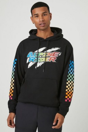 Sudaderas Forever 21 Alpine Rider Estampadas Hombre Negras Multicolor | y6wgi5gBuKw