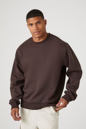 Sudaderas Forever 21 Crew Neck Hombre Cocoa | ZEvUeJTSRYn