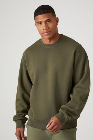 Sudaderas Forever 21 Crew Neck Hombre Verde Oliva | S1tSWrEFhFw