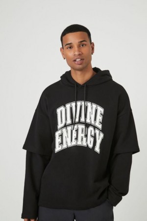 Sudaderas Forever 21 Divine Energy High Density Print Estampadas Combo Hombre Negras Multicolor | RvxQetSQ745